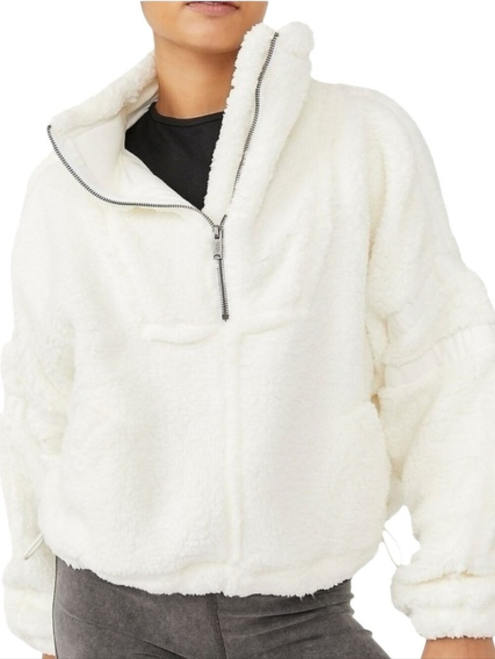 FP Movement Free People White Nantucket Sherpa Fleece Pullover
